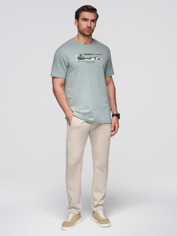 Ombre Clothing Béžové pánske tepláky Ombre Oblečenie