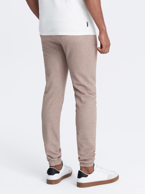 Ombre Clothing Svetlohnedé pánske tepláky Ombre Oblečenie