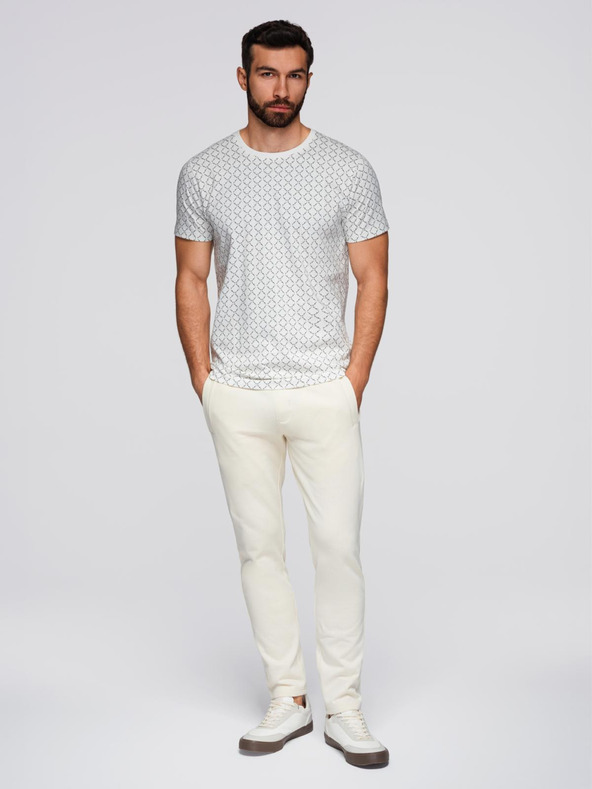 Ombre Clothing Krémové pánske tepláky Ombre Oblečenie