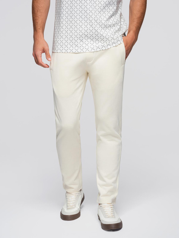 Ombre Clothing Krémové pánske tepláky Ombre Oblečenie