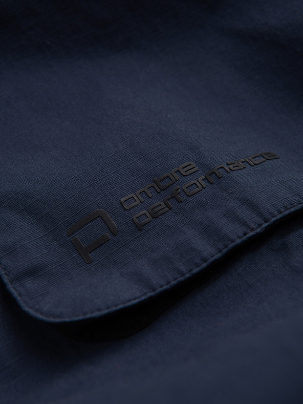 Ombre Clothing Tmavomodré pánske nohavice cargo jogger Ombre Clothing