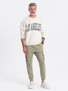 Ombre Clothing Khaki pánske cargo jogger nohavice Ombre Oblečenie