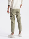 Ombre Clothing Khaki pánske cargo jogger nohavice Ombre Oblečenie