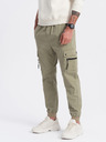Ombre Clothing Khaki pánske cargo jogger nohavice Ombre Oblečenie