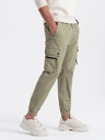 Ombre Clothing Khaki pánske cargo jogger nohavice Ombre Oblečenie