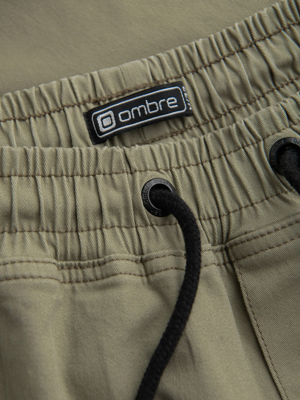 Ombre Clothing Khaki pánske cargo jogger nohavice Ombre Oblečenie