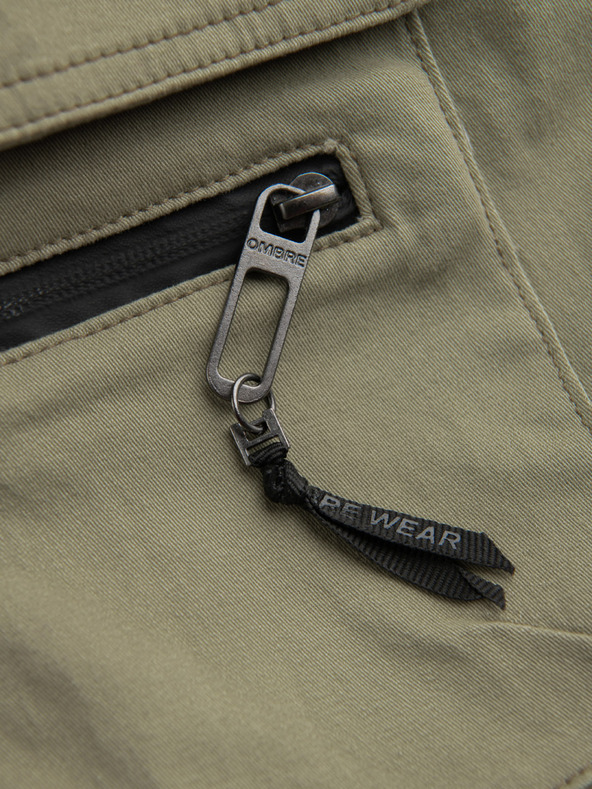 Ombre Clothing Khaki pánske cargo jogger nohavice Ombre Oblečenie