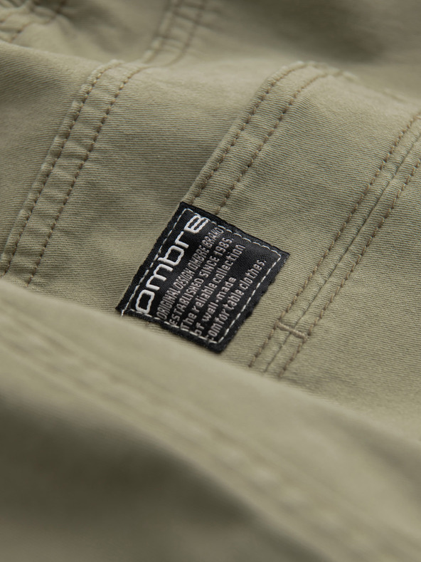 Ombre Clothing Khaki pánske cargo jogger nohavice Ombre Oblečenie