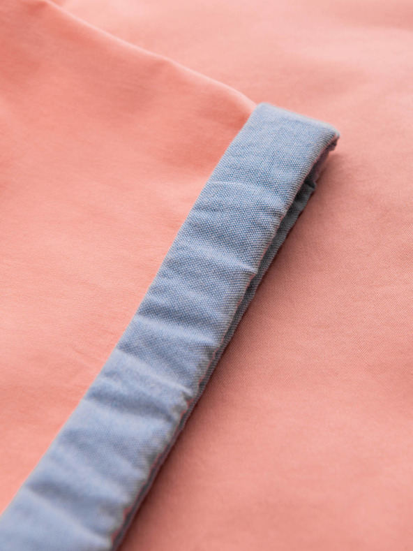 Ombre Clothing Koralové pánske chino šortky s džínsovým lemom Ombre oblečenie