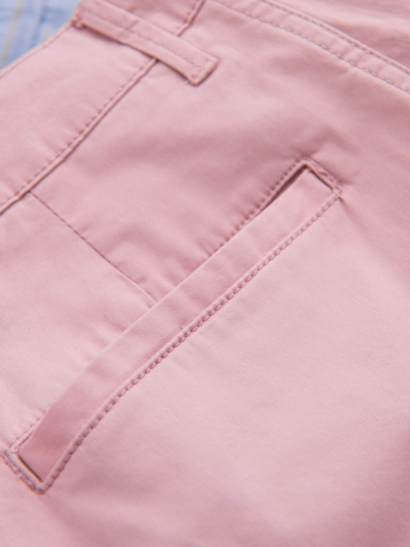 Ombre Clothing Ružové pánske chino šortky s džínsovým lemom Ombre Oblečenie