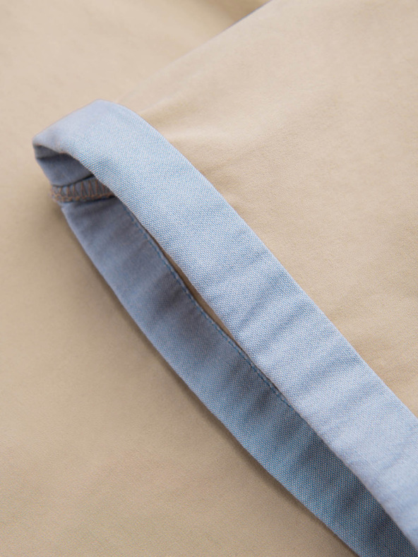 Ombre Clothing Béžové pánske chino šortky s džínsovým lemom Ombre Oblečenie