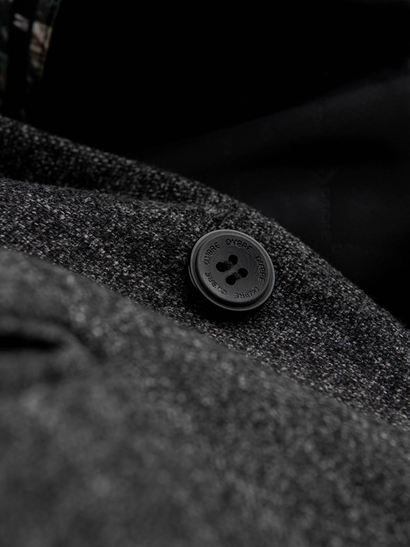 Ombre Clothing Tmavošedé pánske sako s žakárovou potlačou Ombre Oblečenie