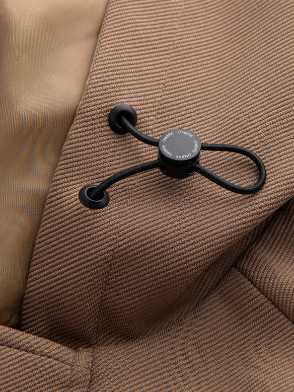 Ombre Clothing Hnedý pánsky kabát s kapucňou Ombre Oblečenie