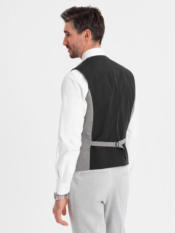 Ombre Clothing Šedá pánska žakárová vesta Ombre Oblečenie