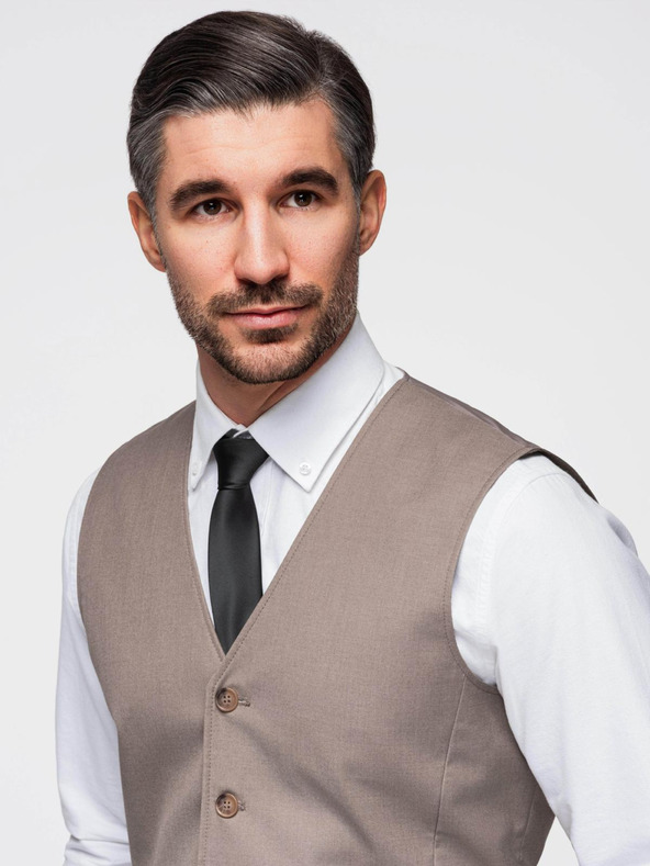 Ombre Clothing Béžová pánska obleková vesta Ombre Clothing