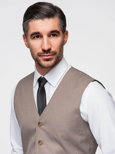 Ombre Clothing Béžová pánska obleková vesta Ombre Clothing