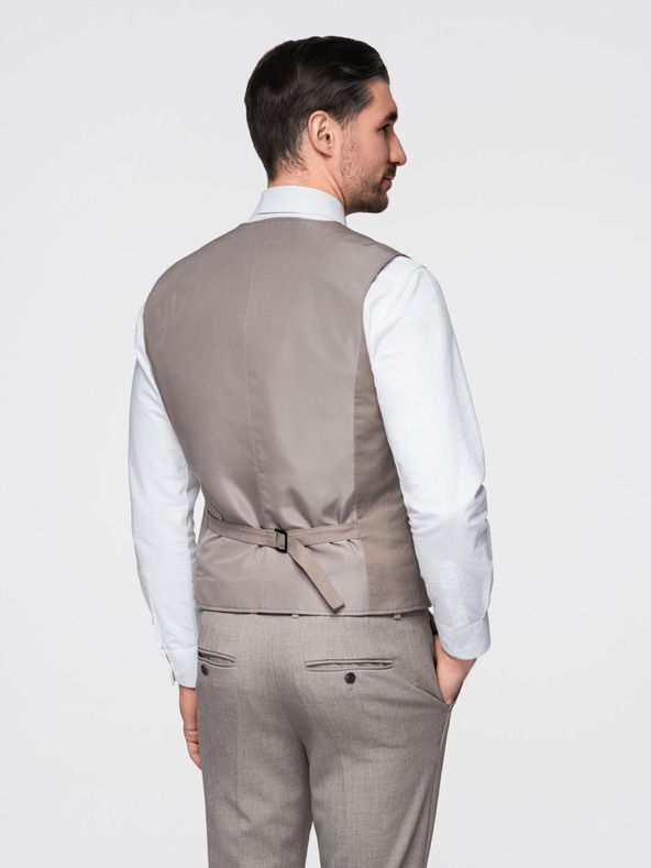 Ombre Clothing Béžová pánska obleková vesta Ombre Clothing