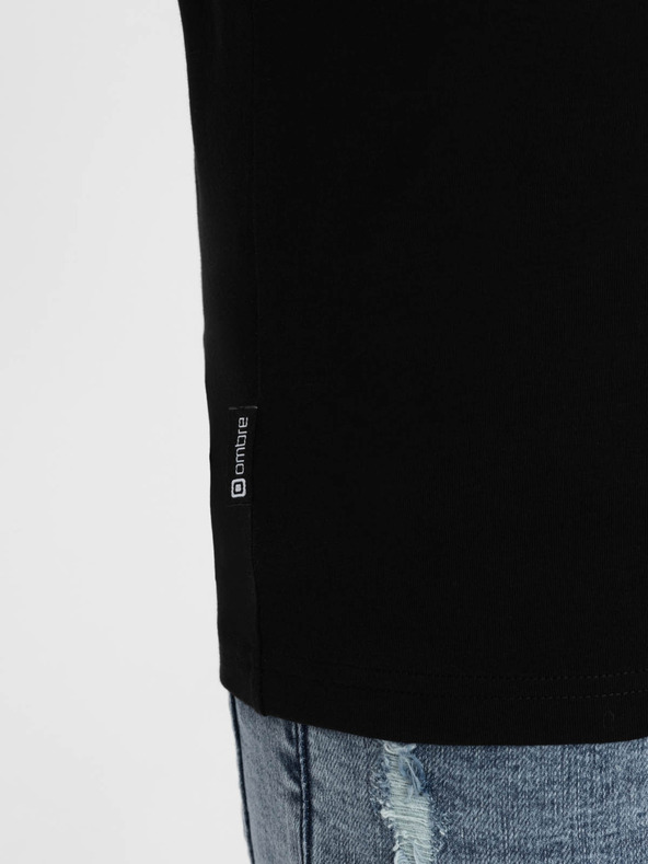 Ombre Clothing Čierne pánske tričko Ombre Clothing