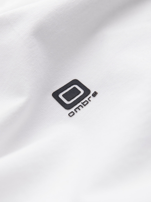 Ombre Clothing Biele pánske tričko s výstrihom do V Oblečenie Ombre