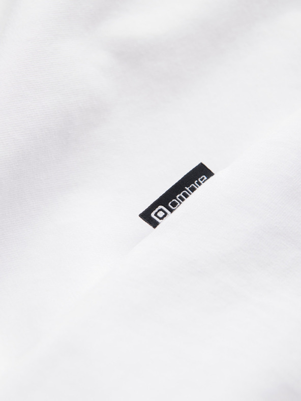 Ombre Clothing Biele pánske tričko s výstrihom do V Oblečenie Ombre