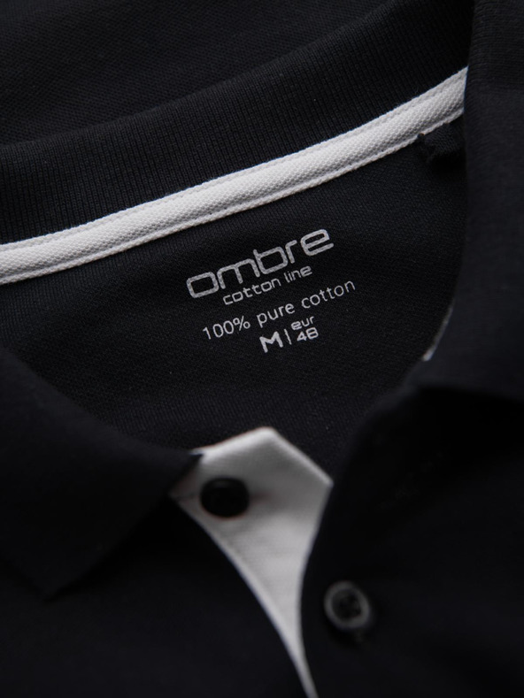 Ombre Clothing Čierna pánska polokošeľa Ombre Oblečenie