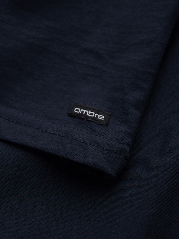 Ombre Clothing Tmavomodrá pánska polokošeľa na gombíky Ombre Clothing HENLEY