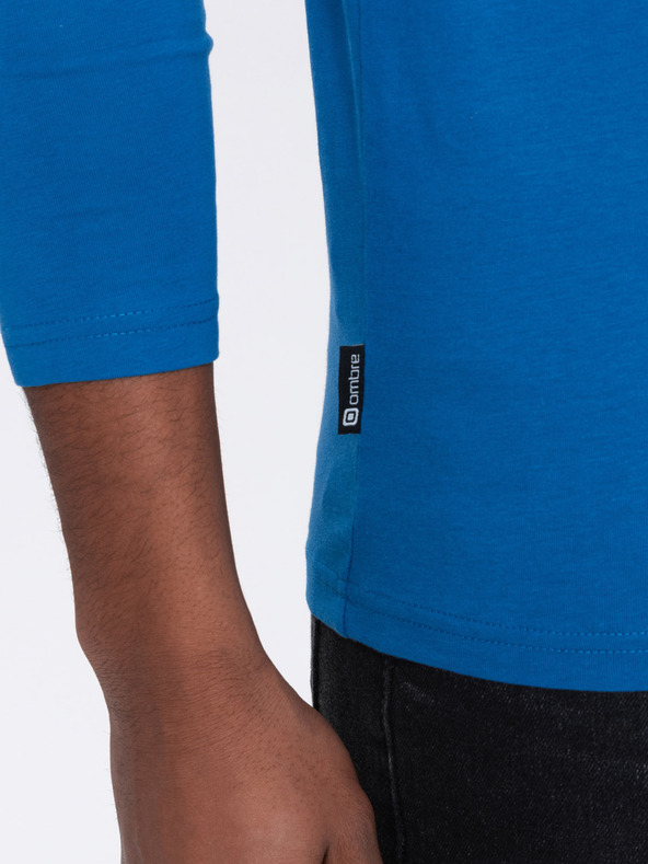 Ombre Clothing Modrá pánska košeľa na gombíky Ombre Clothing HENLEY