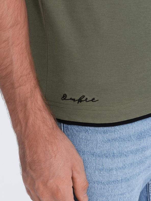 Ombre Clothing Zelené pánske polo tričko Ombre Clothing