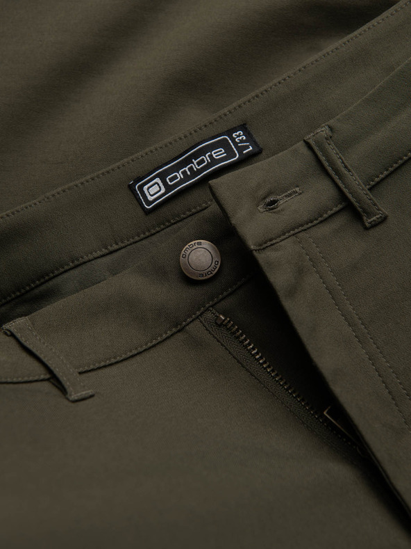 Ombre Clothing Tmavo zelené pánske cargo nohavice Ombre Oblečenie