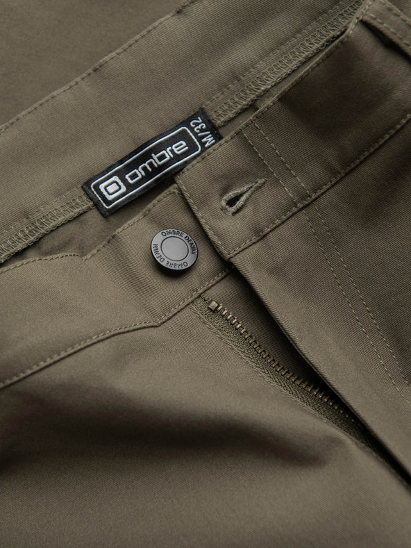 Ombre Clothing Tmavo zelené pánske cargo nohavice Ombre Oblečenie