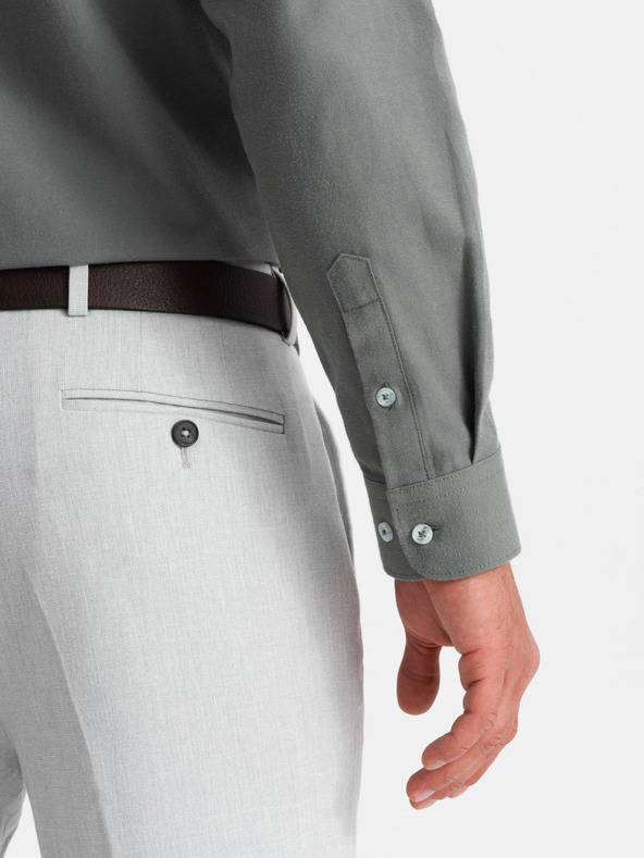 Ombre Clothing Khaki pánska košeľa Ombre Oblečenie