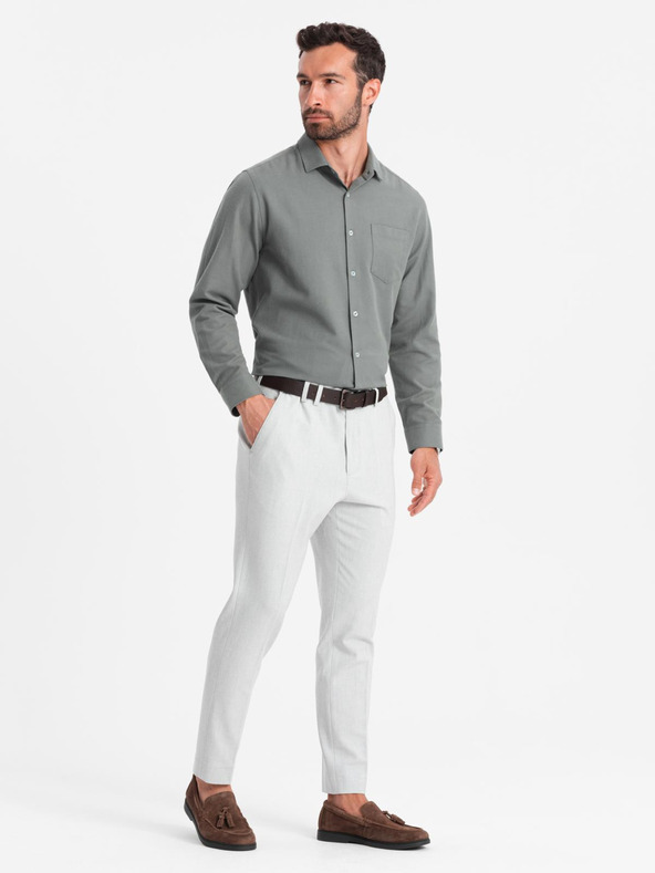 Ombre Clothing Khaki pánska košeľa Ombre Oblečenie