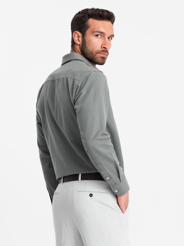 Ombre Clothing Khaki pánska košeľa Ombre Oblečenie