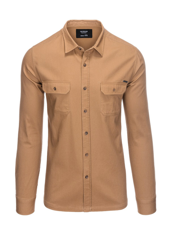 Ombre Clothing Hnedá pánska košeľa Ombre Clothing