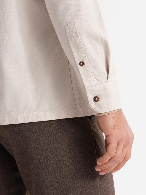 Ombre Clothing Krémová pánska košeľa Ombre Clothing Overshirt