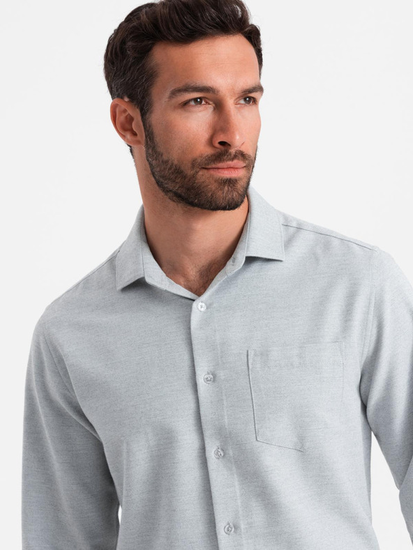 Ombre Clothing Svetlošedá pánska žíhaná košeľa Ombre Oblečenie