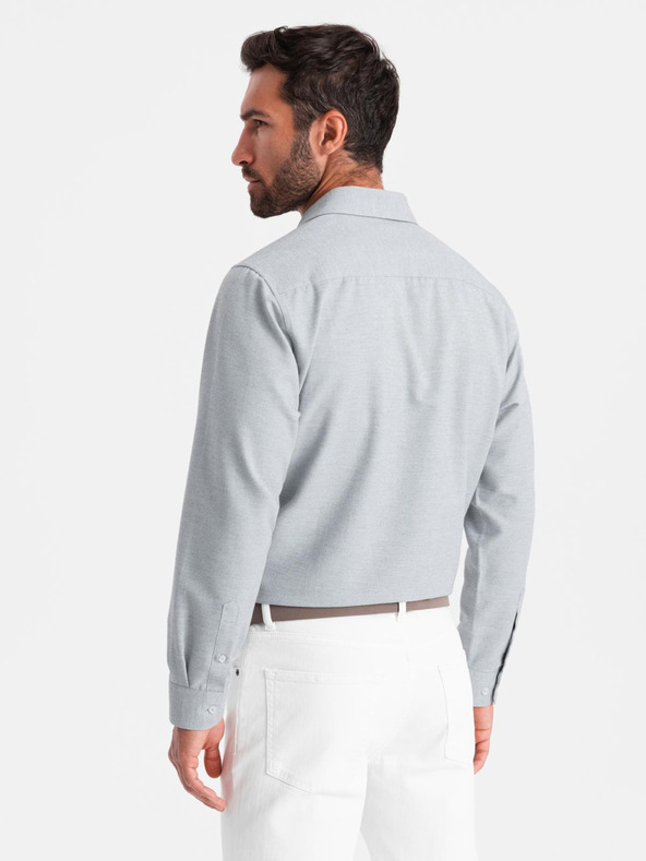 Ombre Clothing Svetlošedá pánska žíhaná košeľa Ombre Oblečenie