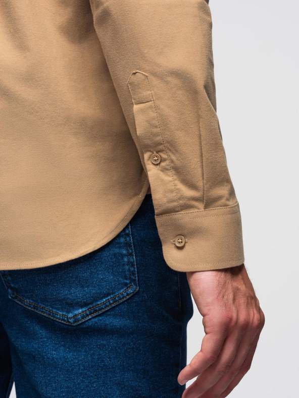 Ombre Clothing Svetlohnedá pánska košeľa Ombre Clothing