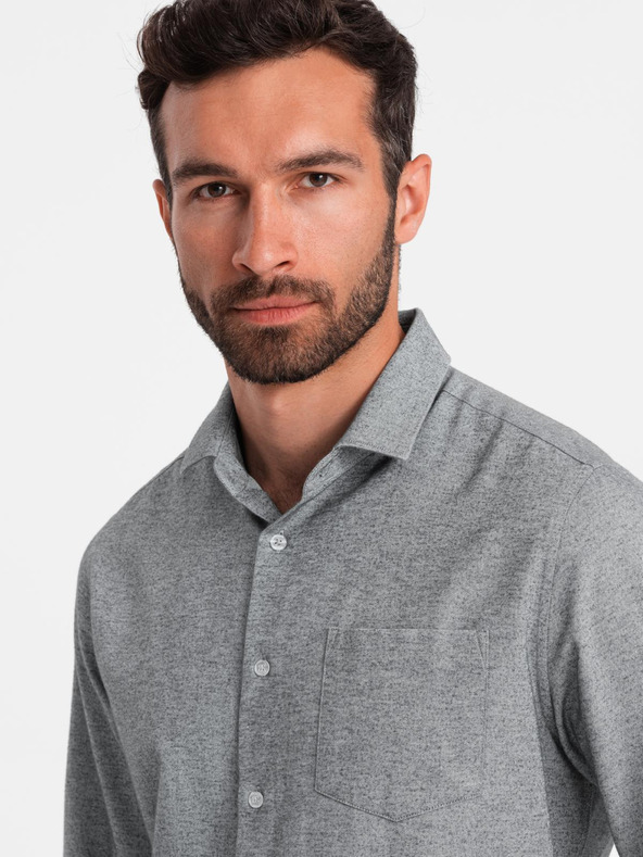 Ombre Clothing Svetlošedá pánska žíhaná košeľa Ombre Oblečenie