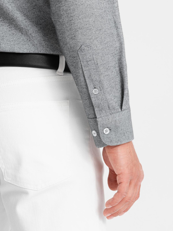 Ombre Clothing Svetlošedá pánska žíhaná košeľa Ombre Oblečenie