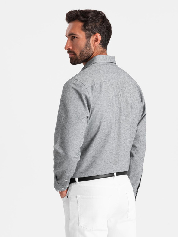 Ombre Clothing Svetlošedá pánska žíhaná košeľa Ombre Oblečenie