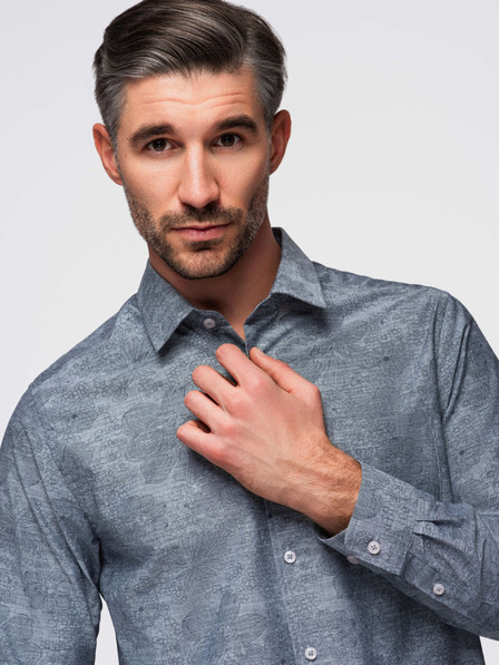 Ombre Clothing Šedá pánska vzorovaná košeľa Ombre Clothing