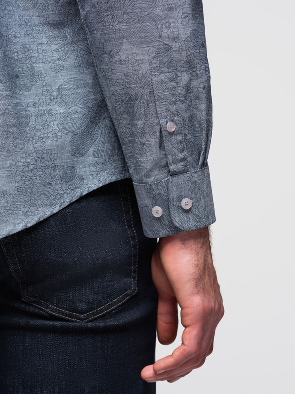 Ombre Clothing Šedá pánska vzorovaná košeľa Ombre Clothing