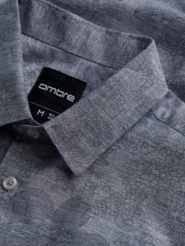Ombre Clothing Šedá pánska vzorovaná košeľa Ombre Clothing