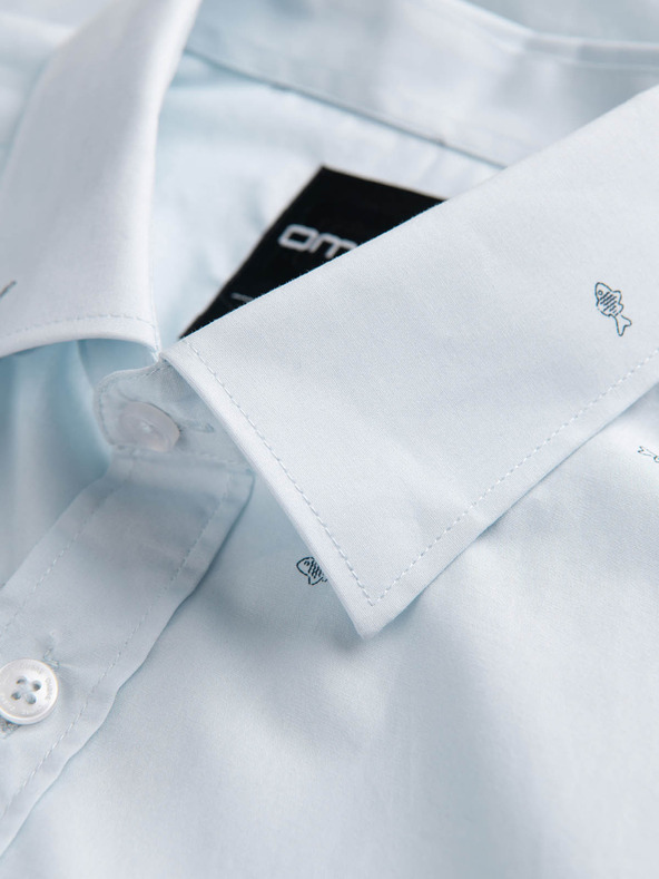 Ombre Clothing Svetlomodré pánske vzorované tričko Ombre oblečenie