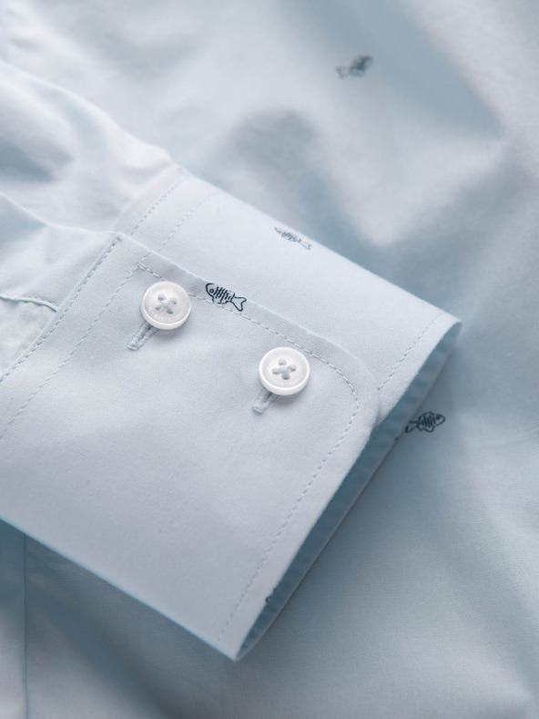 Ombre Clothing Svetlomodré pánske vzorované tričko Ombre oblečenie