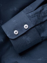 Ombre Clothing Tmavomodrá pánska vzorovaná flanelová košeľa Ombre Clothing