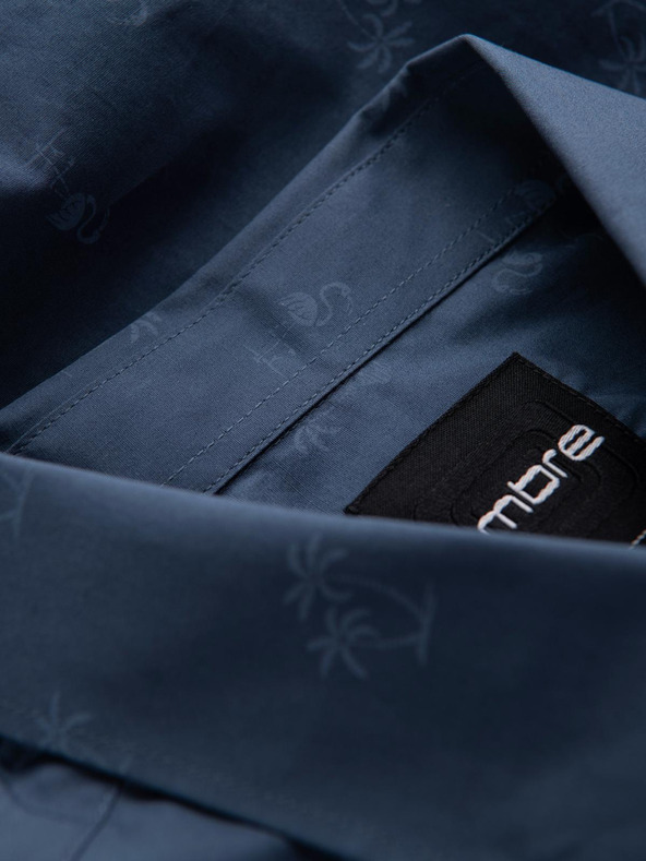 Ombre Clothing Tmavomodrá pánska vzorovaná flanelová košeľa Ombre Clothing