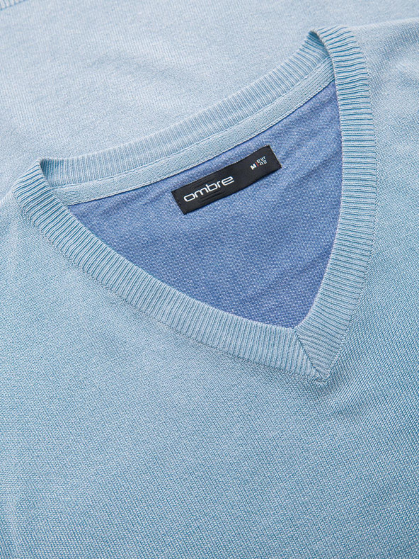 Ombre Clothing Svetlomodrý pánsky sveter Ombre Oblečenie