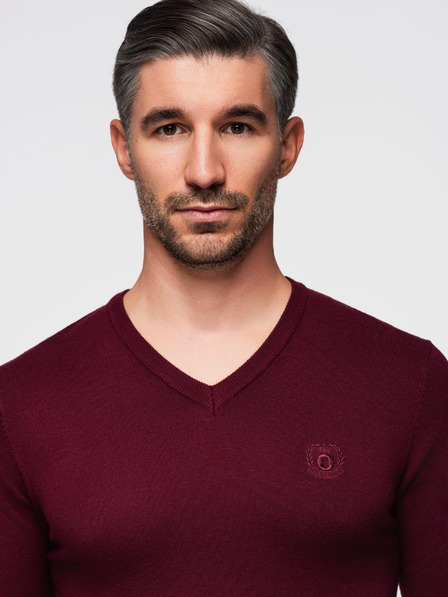 Ombre Clothing Pánsky bordový sveter Ombre Oblečenie